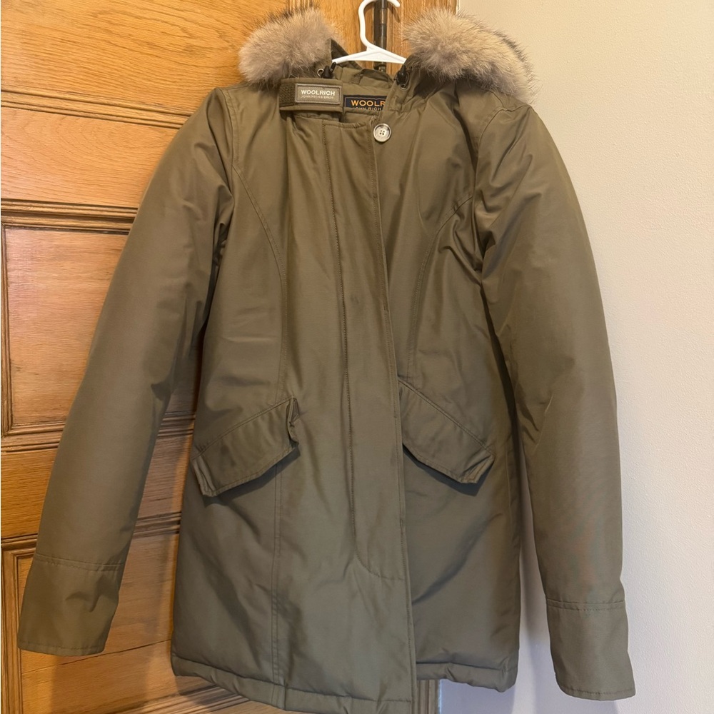 Woolrich Olive Parka with Fur Trim